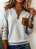Women's Casual Henley Collar Contrast Sweatshirt