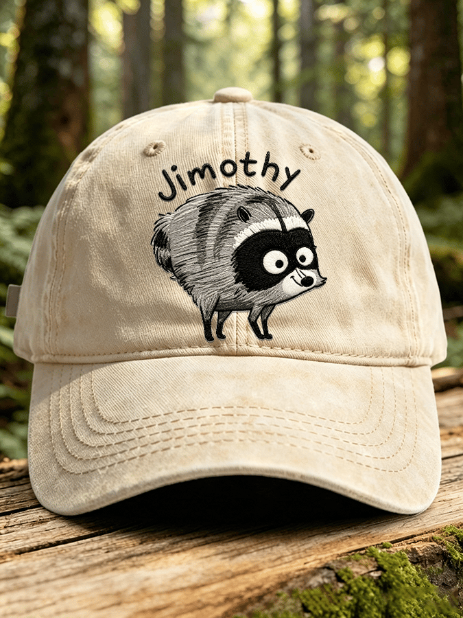 Retro Jimothy Raccoon Print Baseball Cap