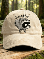 Retro Jimothy Raccoon Print Baseball Cap