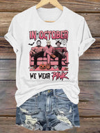 In October We Wear Pink Movies Halloween Art Print V-neck T-shirt