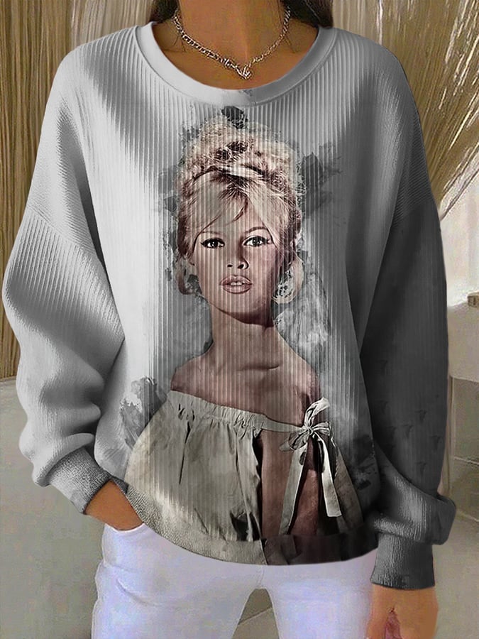 Retro B.B. Watercolor Painting Print Sweatshirt