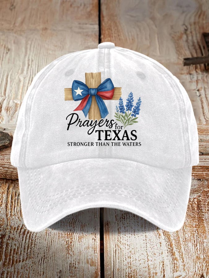 Retro Texas Strong Prayers For Texas Stronger Than The Waters Print Baseball Cap