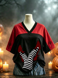 Women's Retro Halloween Witch Print Comfortable T-Shirt