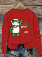 Women'S Casual Merry Resistmas Print Sweatshirt