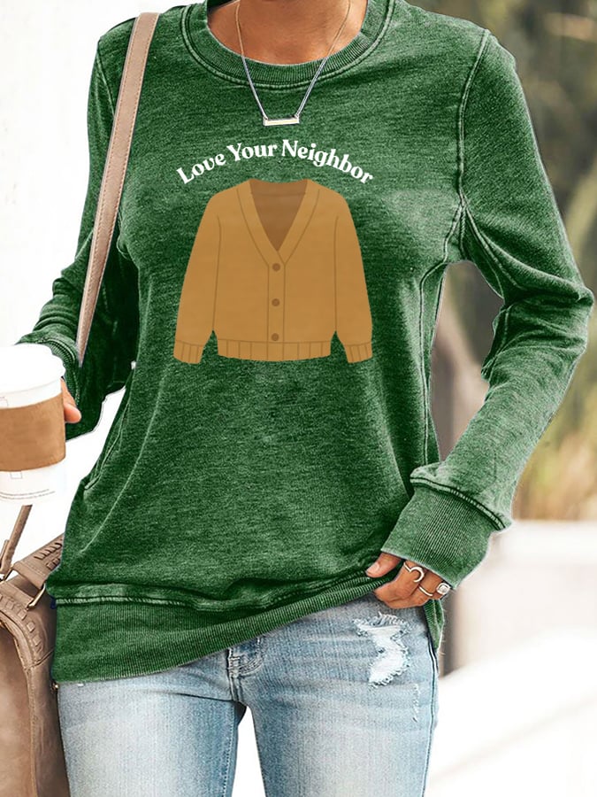 Retro Love Your Neighbor Print Sweatshirt