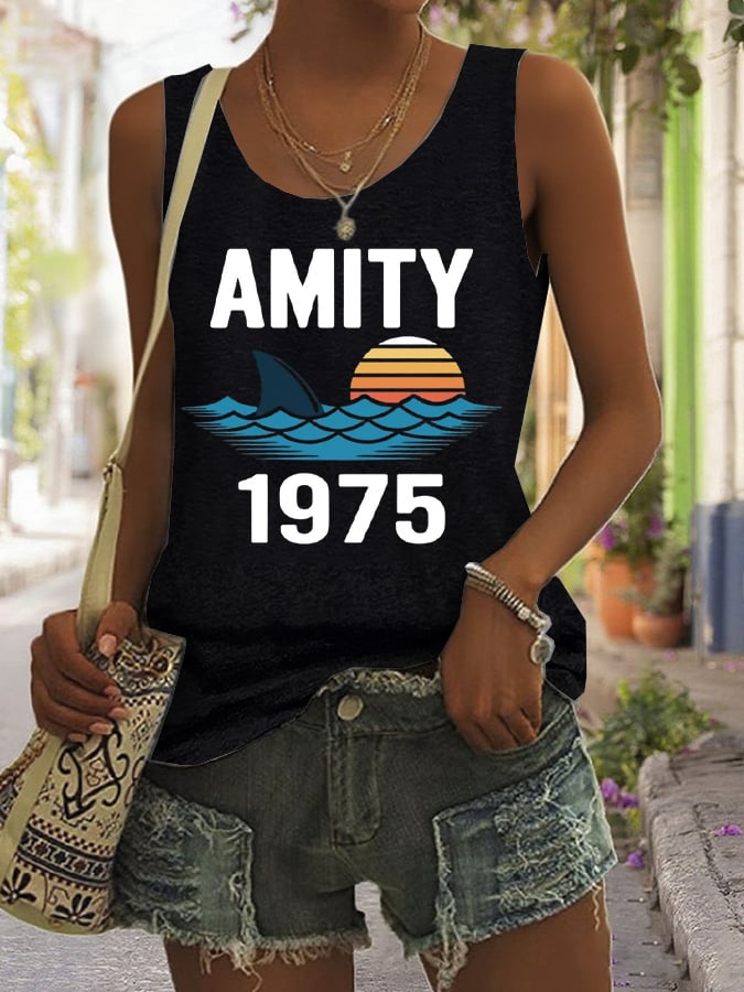 Women's Quint's Shark Fishing - Amity Island 1975 Printed Vest
