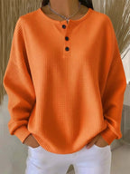 Women'S Casual Loose Waffle Sweatshirt