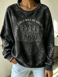 Women's Halloween Girls Will Be Girls Witch Print Sweatshirt
