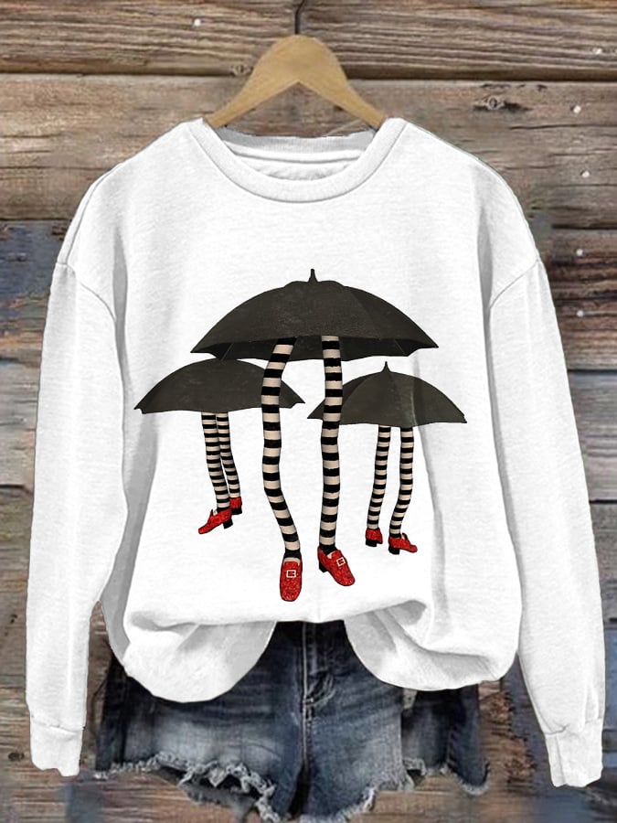 Women's Halloween Witch Print Casual Sweatshirt
