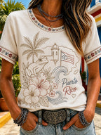 Women's Puerto Rico Pride Art Printed T-shirt