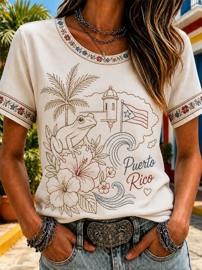 Women's Puerto Rico Pride Art Printed T-shirt