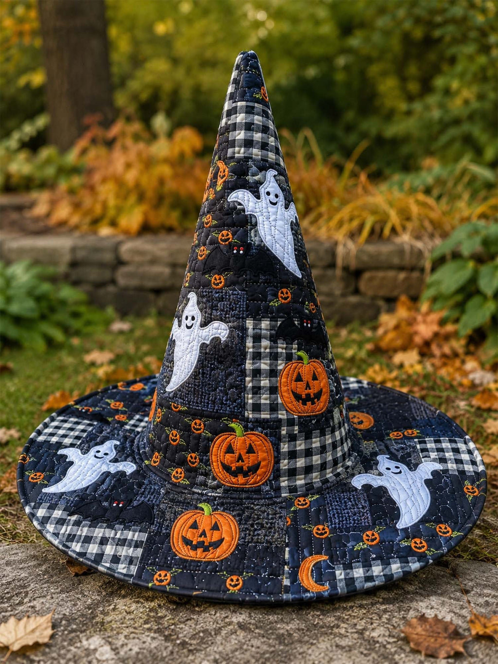 Quirky Halloween Ghost Handmade Quilted Witch Hat