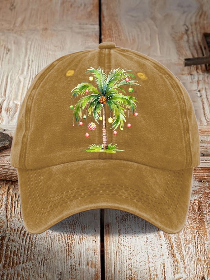 Women's Casual Christmas Palm Tree Print Baseball Cap