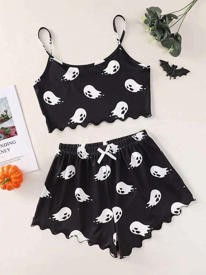 Women'S Halloween Sleeveless Suspender Pajamas Set