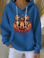 Women's Casual Autumn Pumpkin Texture Hoodie