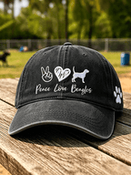 Unisex ”Peace Love Beagles“ Washed Retro Baseball Cap