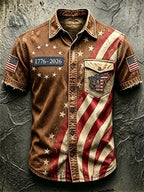 Men's Casual Retro Print Short-Sleeve Shirt