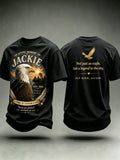 Men's Retro Jackie And Shadow Bald Eagle Printed Casual T-Shirt