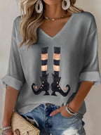Women's Casual Printed Waffle Top