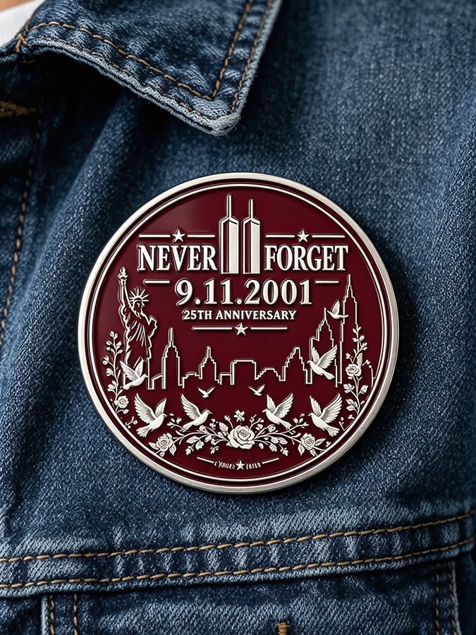Unisex 9/11 25th Anniversary We Will Never Forget Brooch