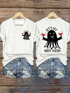 Women'S Halloween Let's Get Sheet Faced Printed T-Shirt