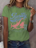 Women's Amity Island 1975 Clear Skies Gentle Surf Warm Water Printed Short-Sleeved T-Shirt