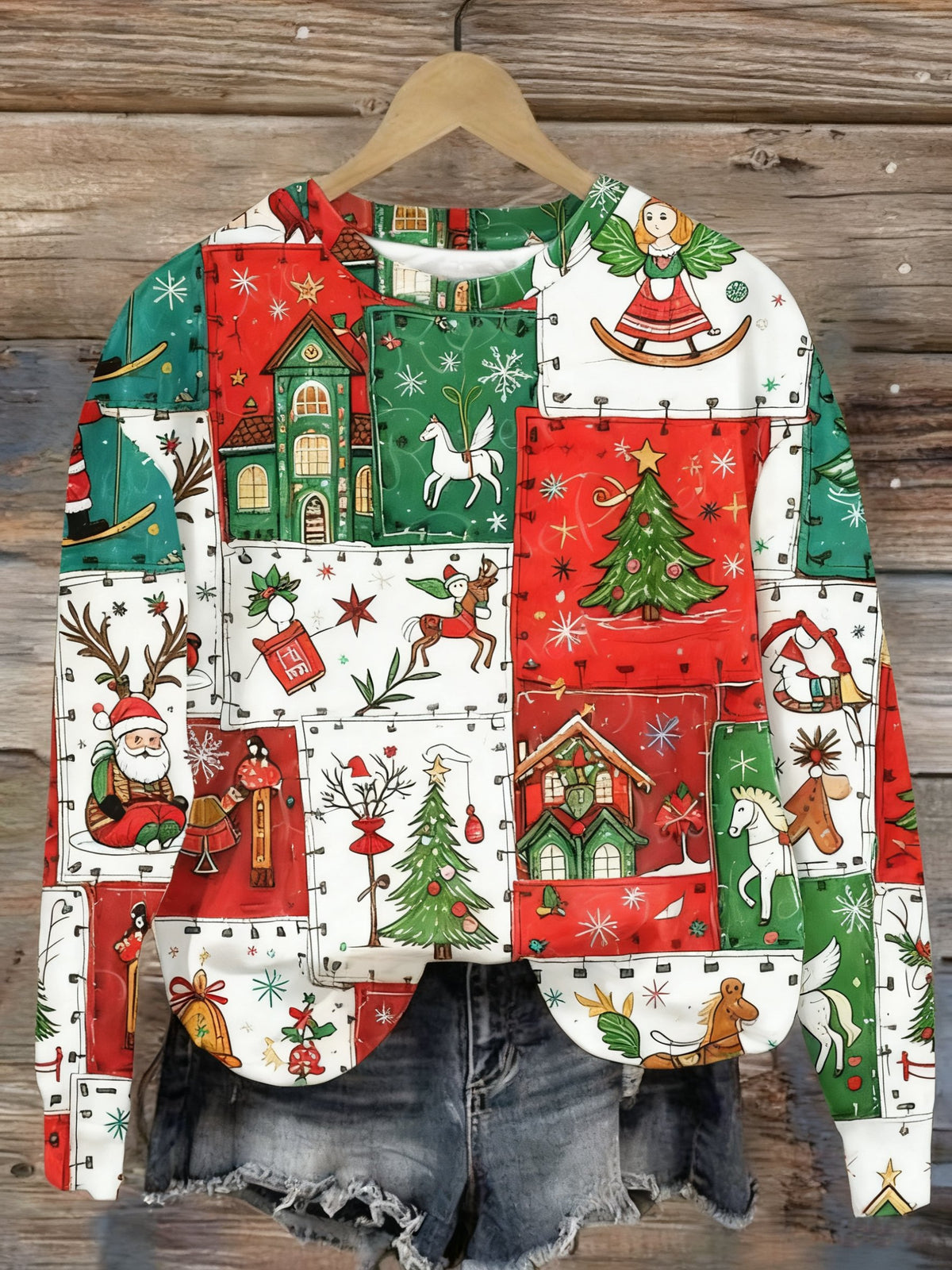 Women Christmas Cartoon Print Long Sleeve Sweatshirt