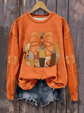 Women's Pumpkin Art Print Sweatshirt