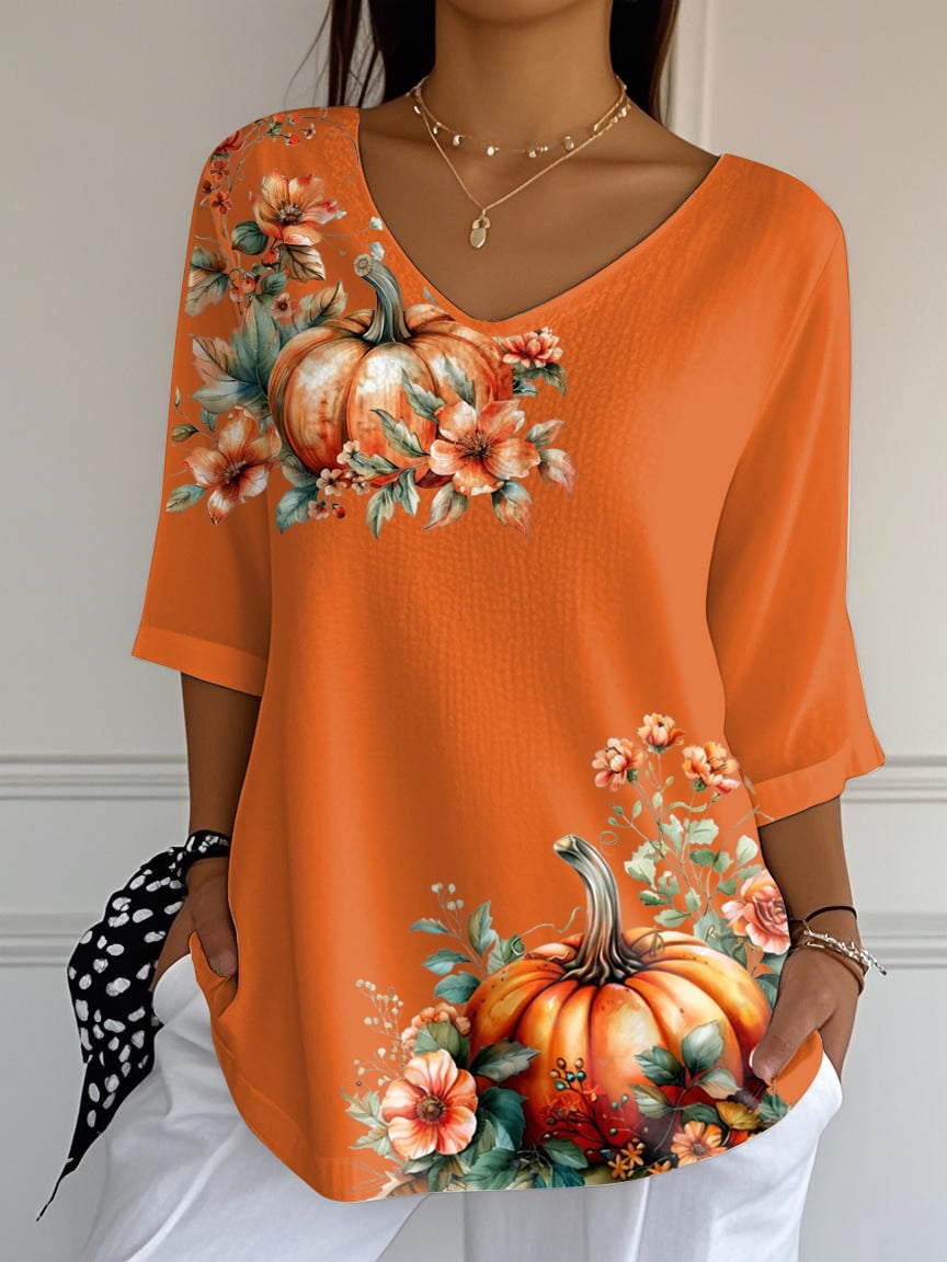 Women's Casual Autumn Print Sleeve Top