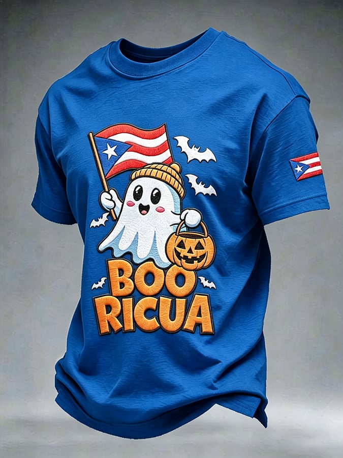 Men's Puerto Rico Halloween Printed Short-Sleeve T-Shirt