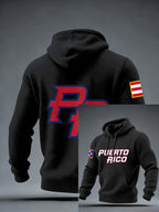 Men's Puerto Rico Baseball Printed Casual Hoodie