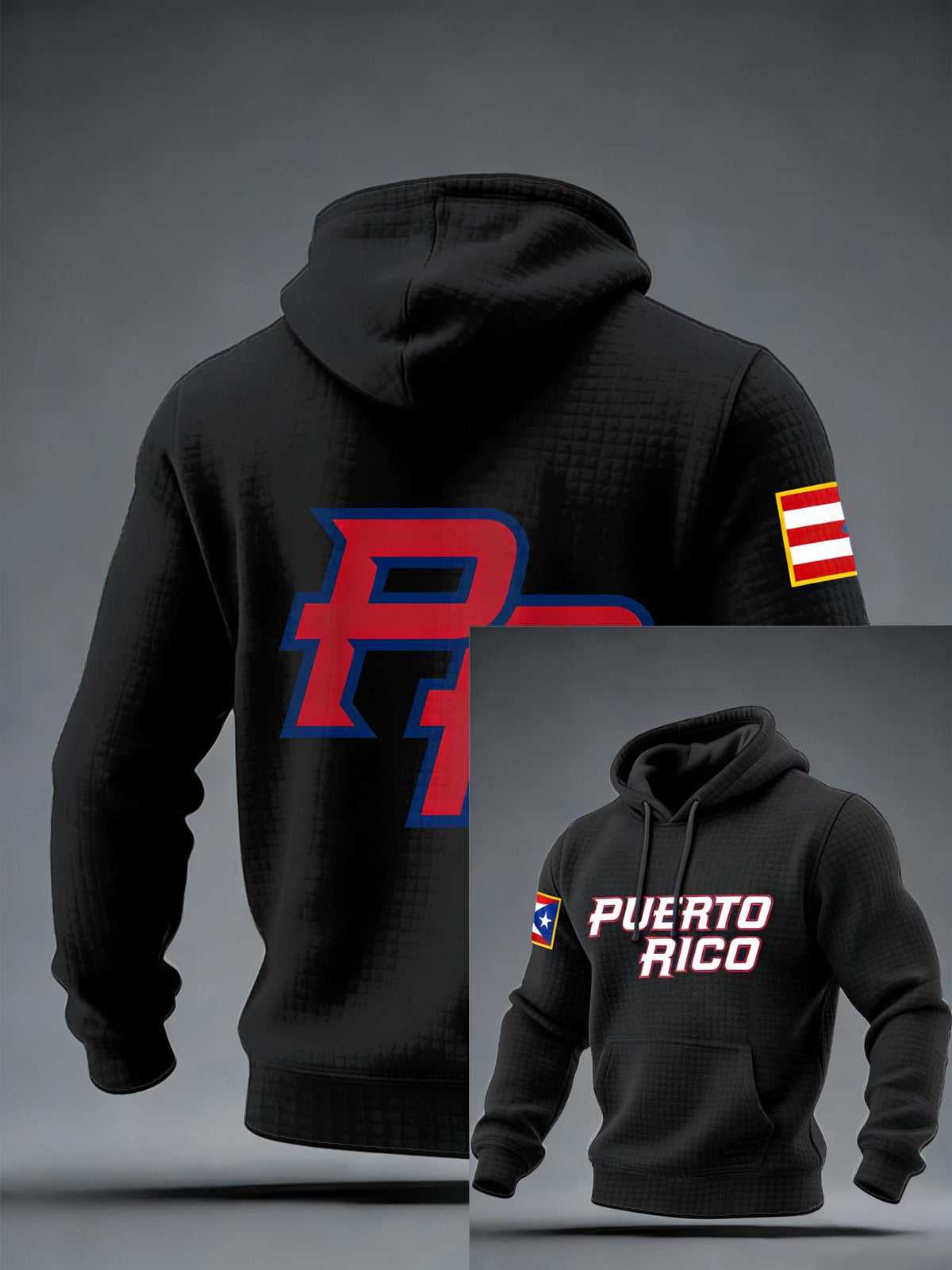 Men's Puerto Rico Baseball Printed Casual Hoodie