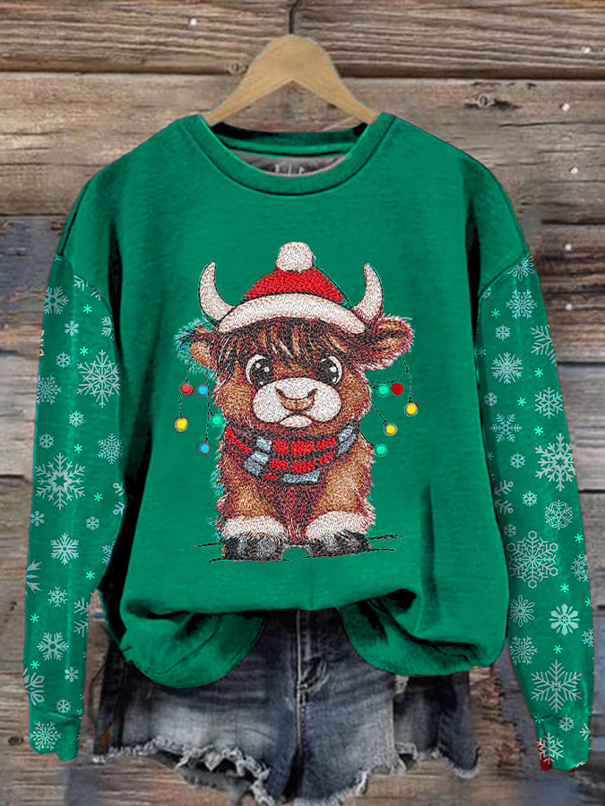 Women's Casual Christmas Highland Yak Sweatshirt