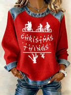 Retro Merry Christmas String Lights Upside Down Print Sweatshirt