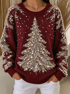 Women's Christmas Tree Print Pullover Sweatshirt