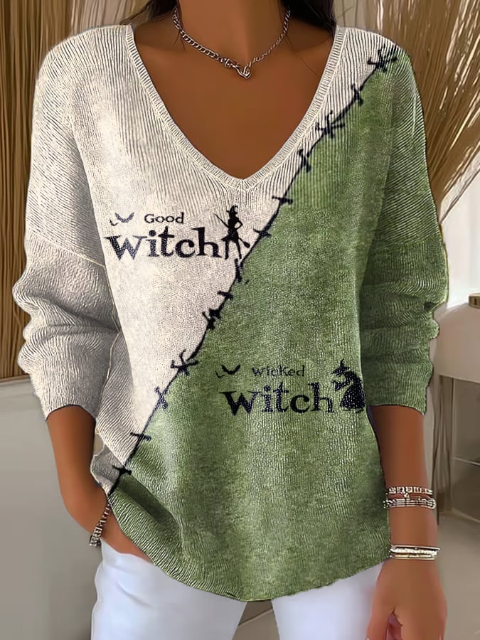 Women'S Casual Good And Evil Witch Long-Sleeved T-Shirt