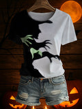 Women's Halloween  Witch  Printed Short-Sleeved T-Shirt