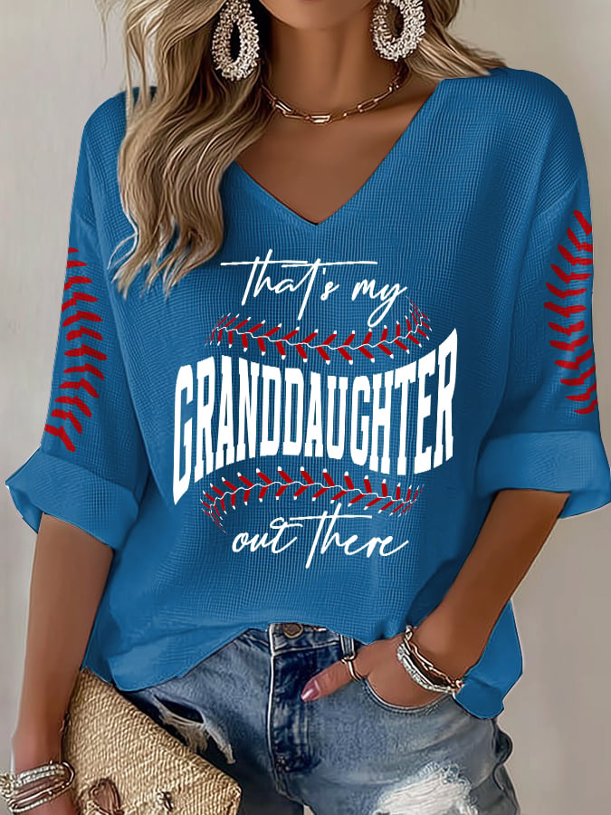 Women's That’s My Granddaughter Out There Baseball Print Top