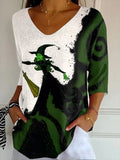 Women's Halloween Witch Print Top
