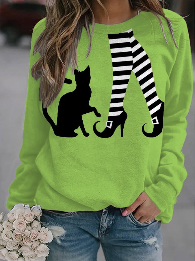 Women's Halloween Witch Print Casual Sweatshirt