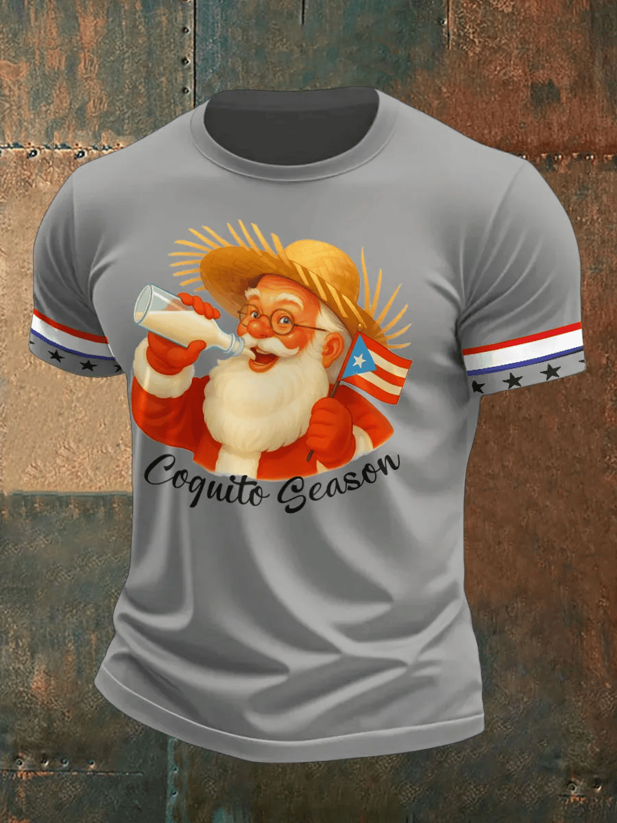 Men's Puerto Rico Christmas  Print T-shirt