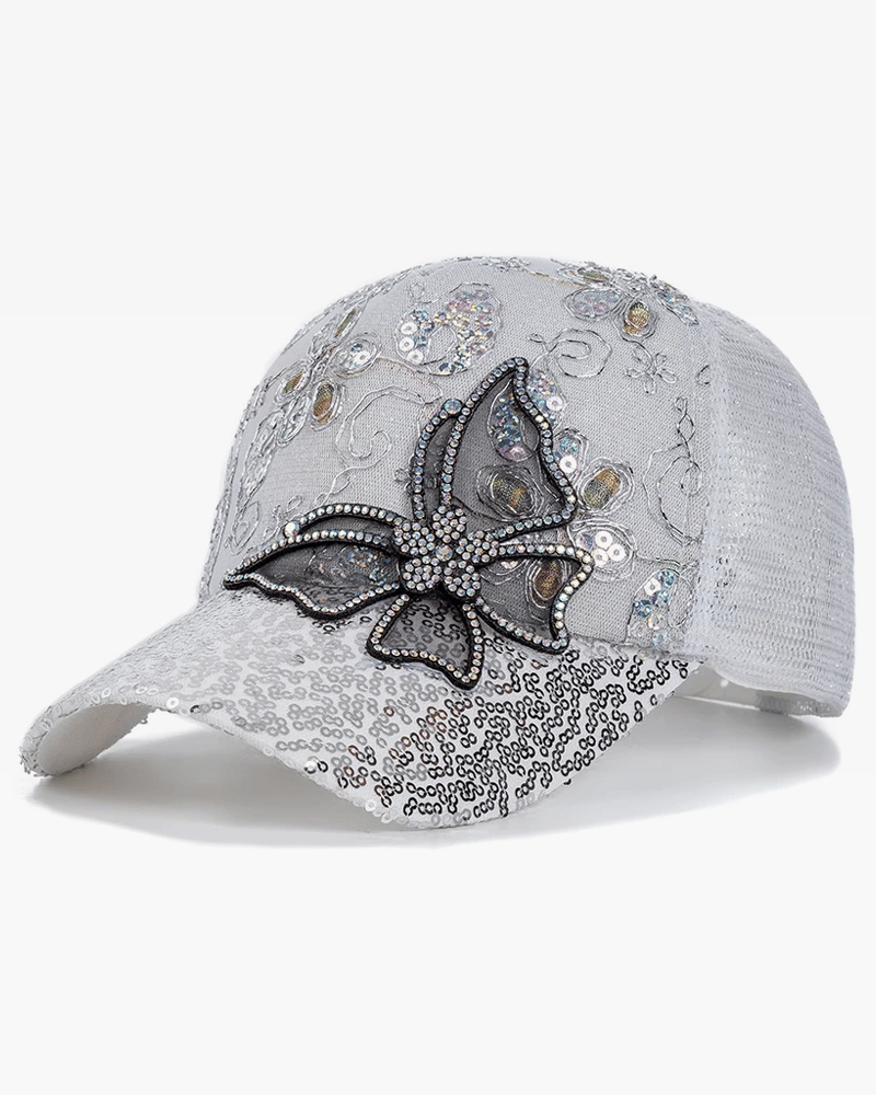 Unisex Rhinestone Butterfly Baseball Cap