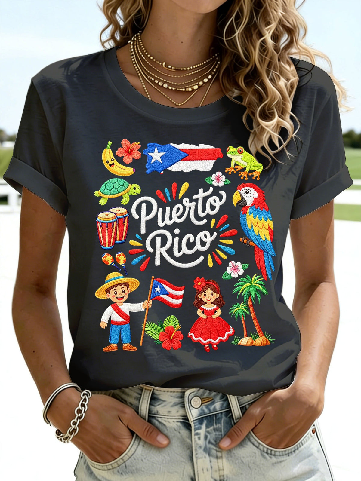 Women's  Puerto Rico Art Printed T-shirts