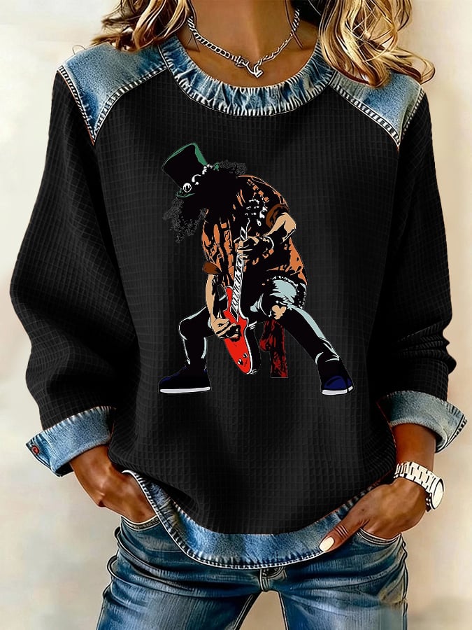 Retro Rock Slash Print Sweatshirt