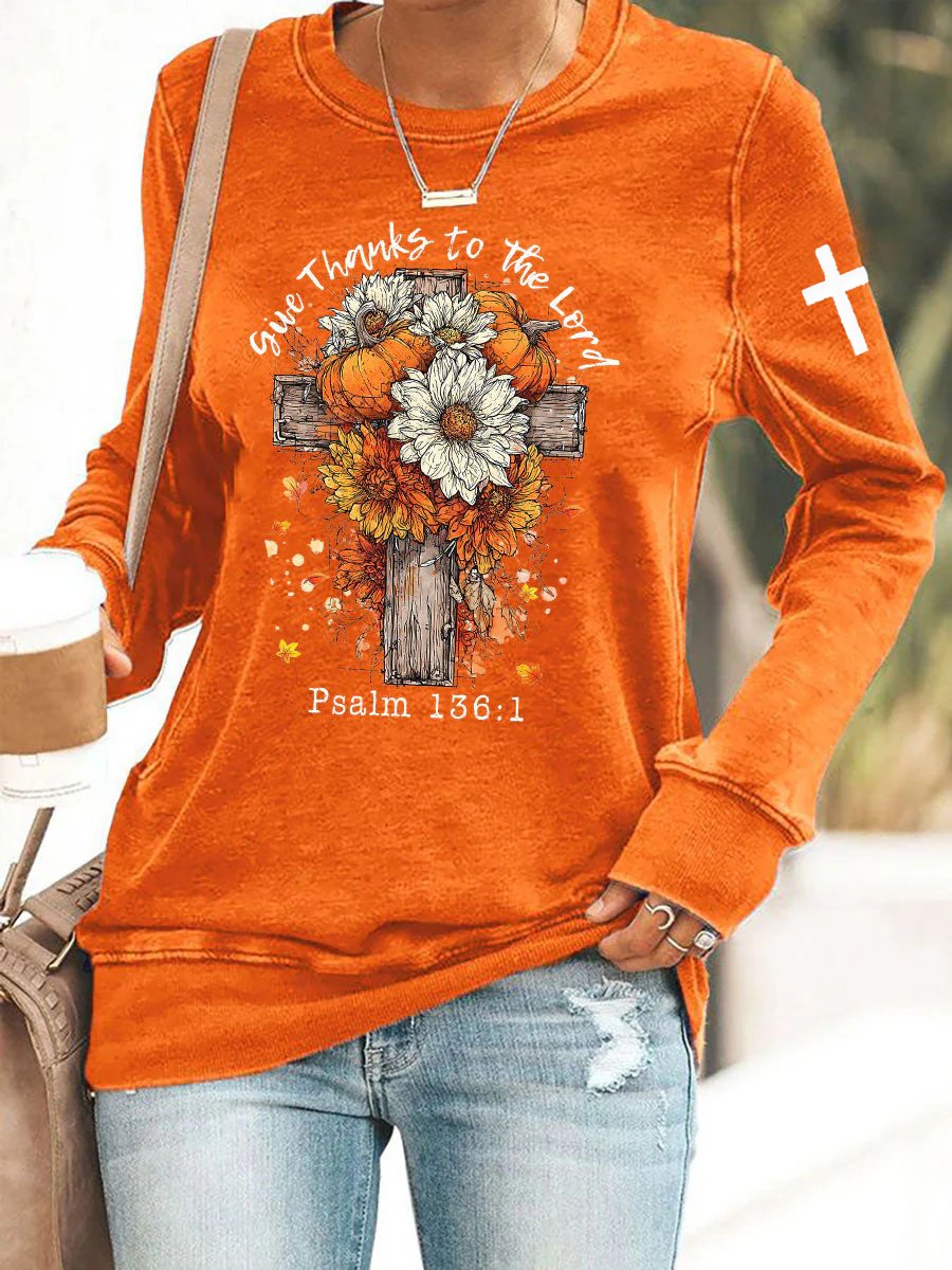 Women's Give Thanks to the Lord Print Sweatshirt