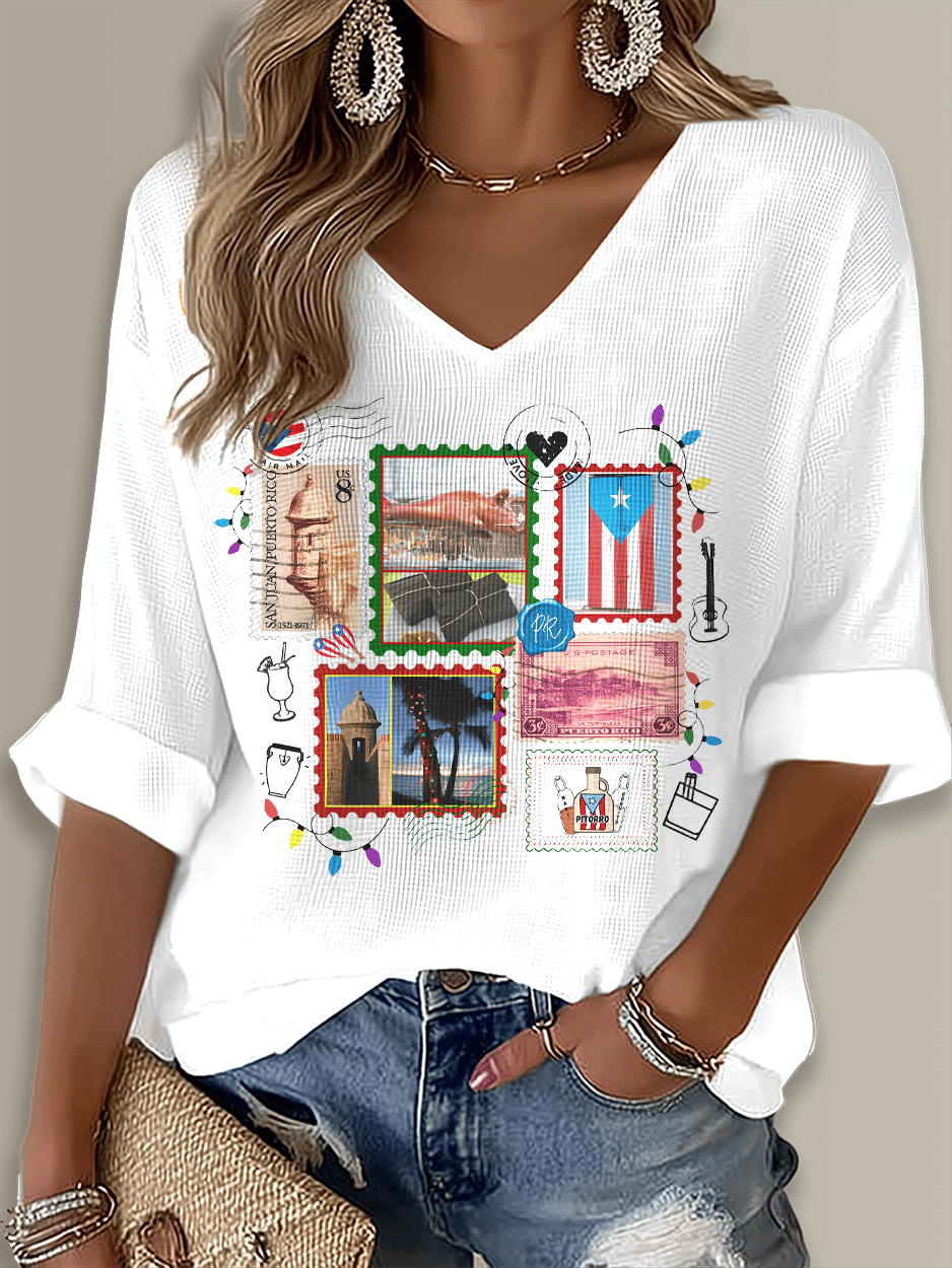 Puerto Rico Singer Boricua Printed Long Sleeve Top