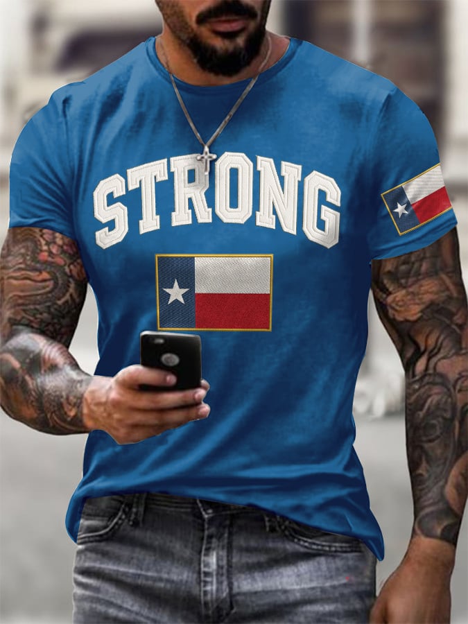 Men's Retro Pray For Texas Texas Strong Print T-Shirt