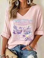 Women's Midnight Margaritas Print V Neck Top