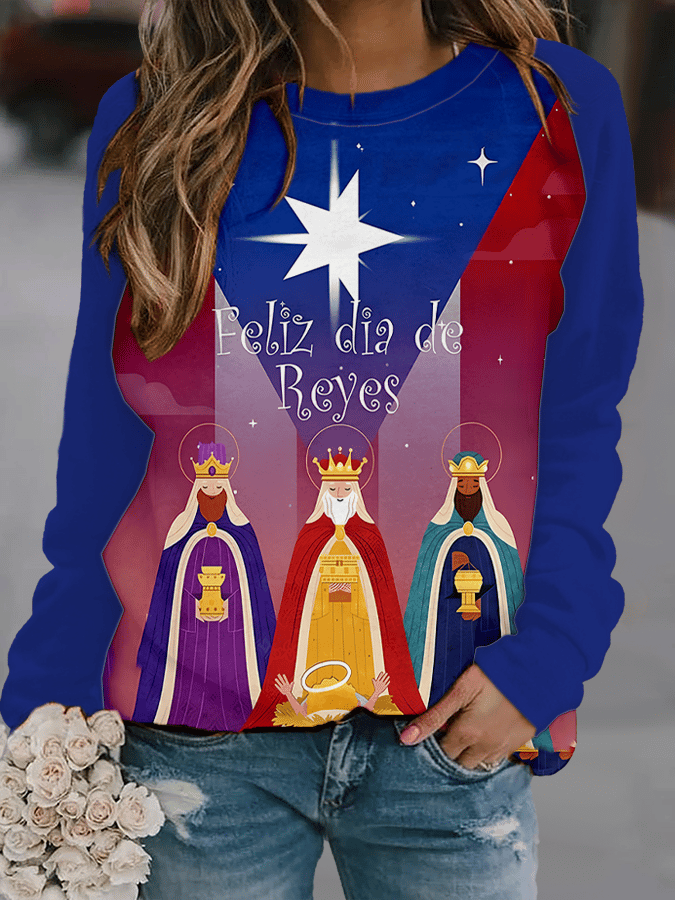 Puerto RIco Coquito and Three Kings Printed Sweatshirt