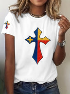 Women's God Bless Texas Cross Casual T-Shirt